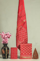 Premium Hand Block Printed Maheshwari Silk Suit(BFMAH65)